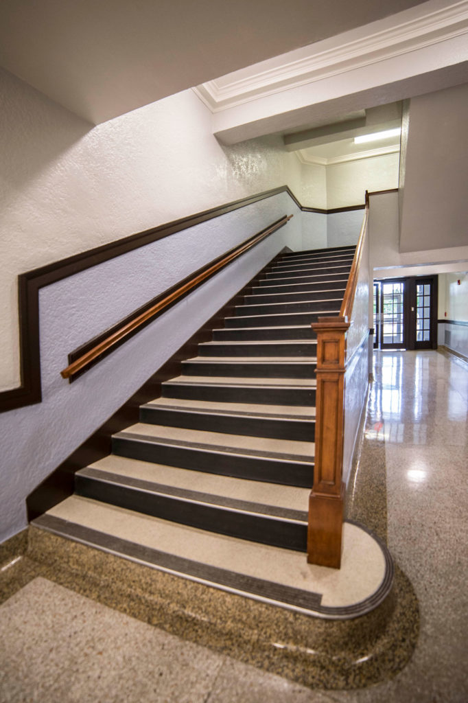 Commercial renovation of Texas A&M University Commerce Hall of Languages staircase.