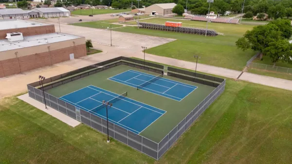 Honey Grove ISD tennis courts aerial view